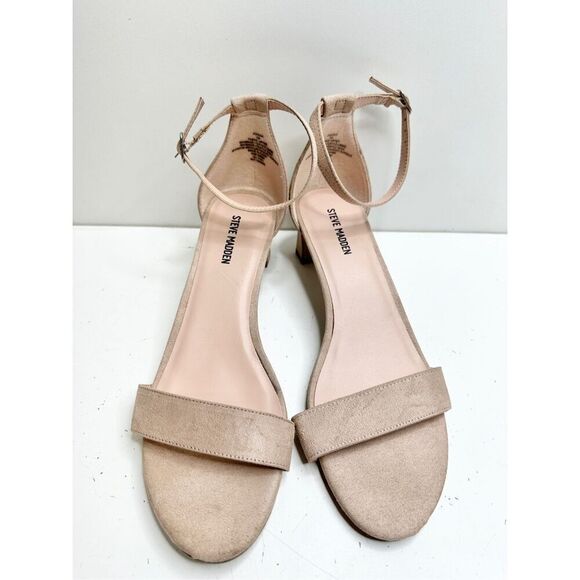 Steve Madden Sandals Womens Size 7 Tan Ankle Strap Block Heel - Picture 3 of 9